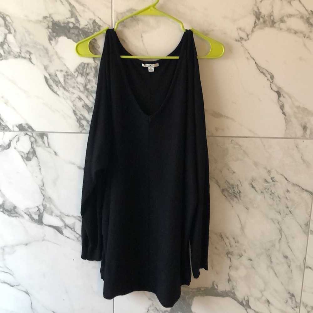 Black cold shoulder sweater